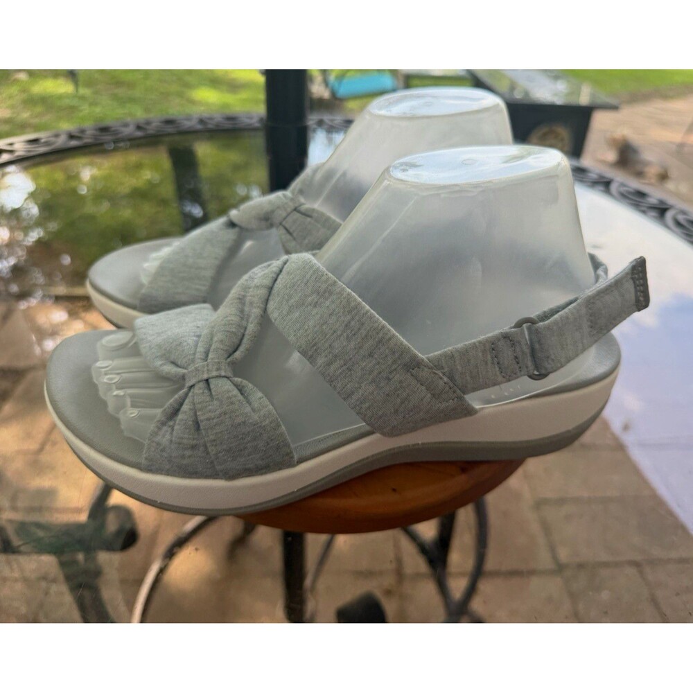 Clarks Cloudsteppers Womens Gray Slingback Wedge Sandals Cushioned US 9.5 M